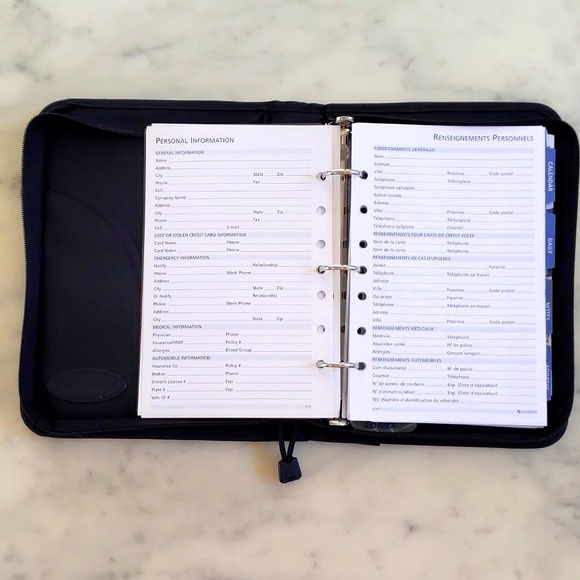 NWOT. Vintage Cambridge Leather At-A-Glance Organizer/Planner w/Zippered Closure - Picture 6 of 9